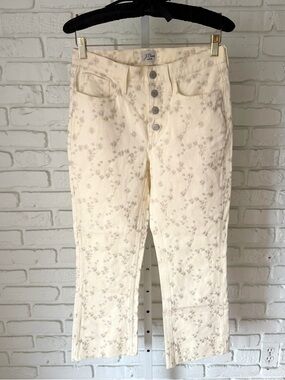 J.Crew Billie Boot Crop Floral Embroidered Denim Size 26